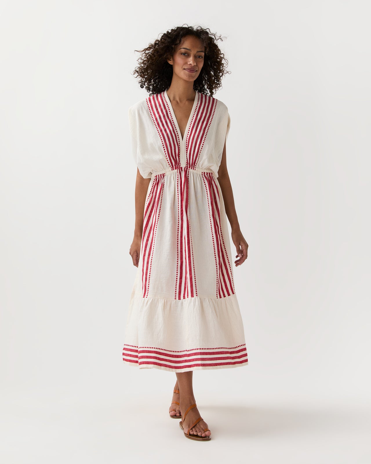 Leila Plunge Dress in Eshe Red