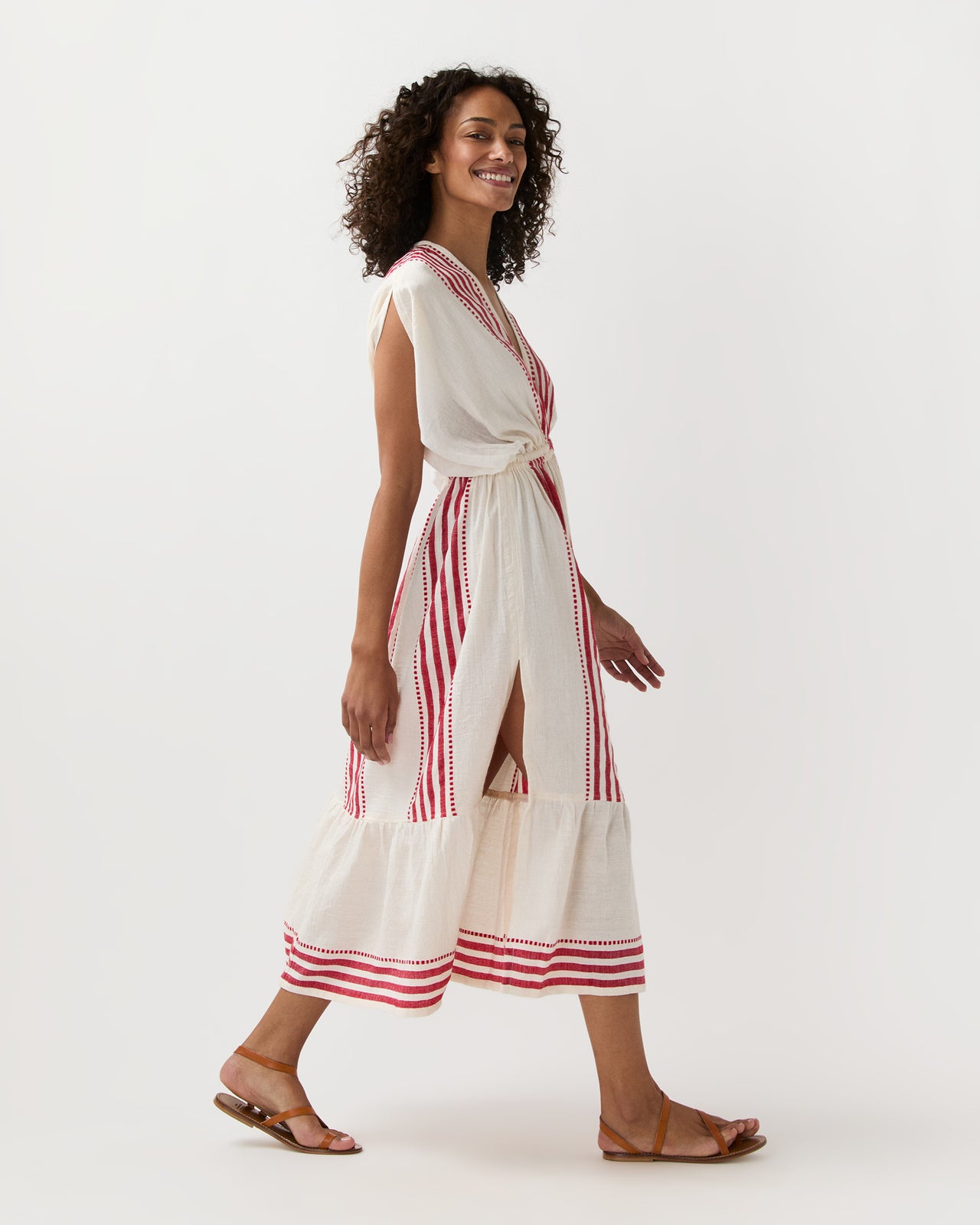 Leila Plunge Dress in Eshe Red