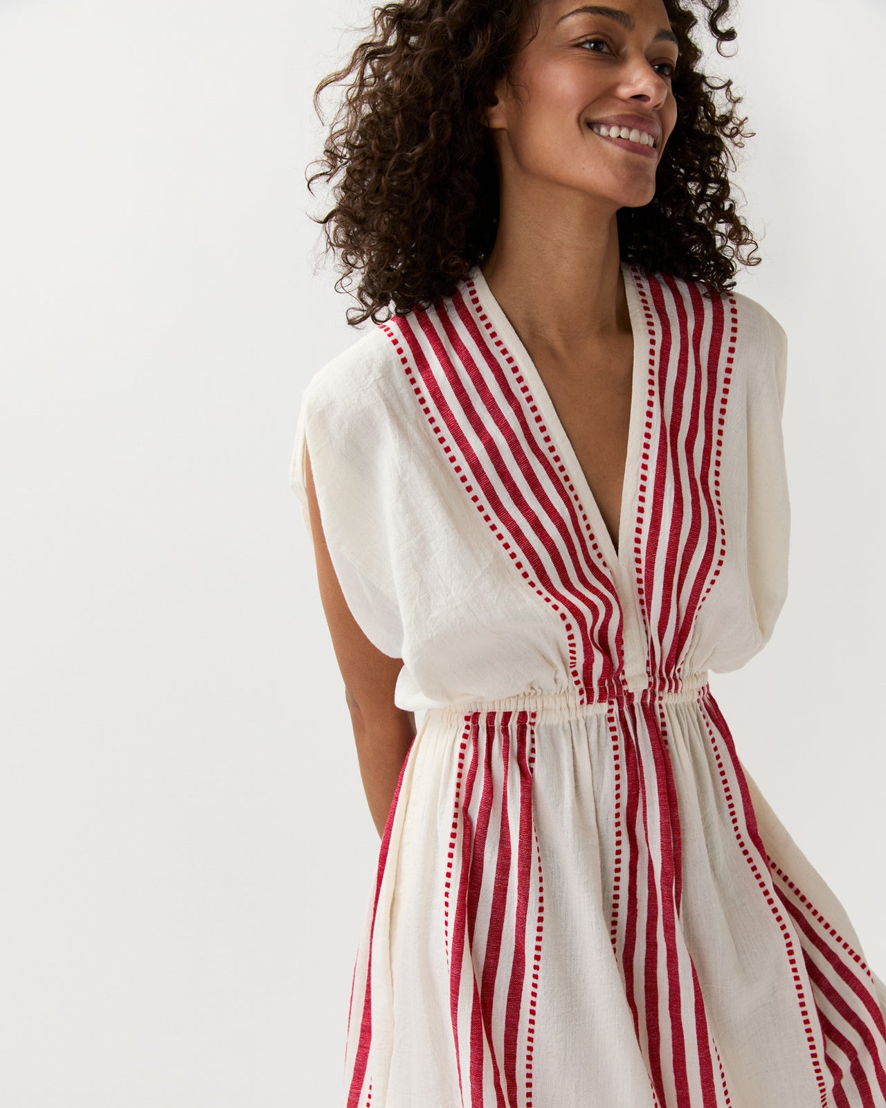 Leila Plunge Dress in Eshe Red
