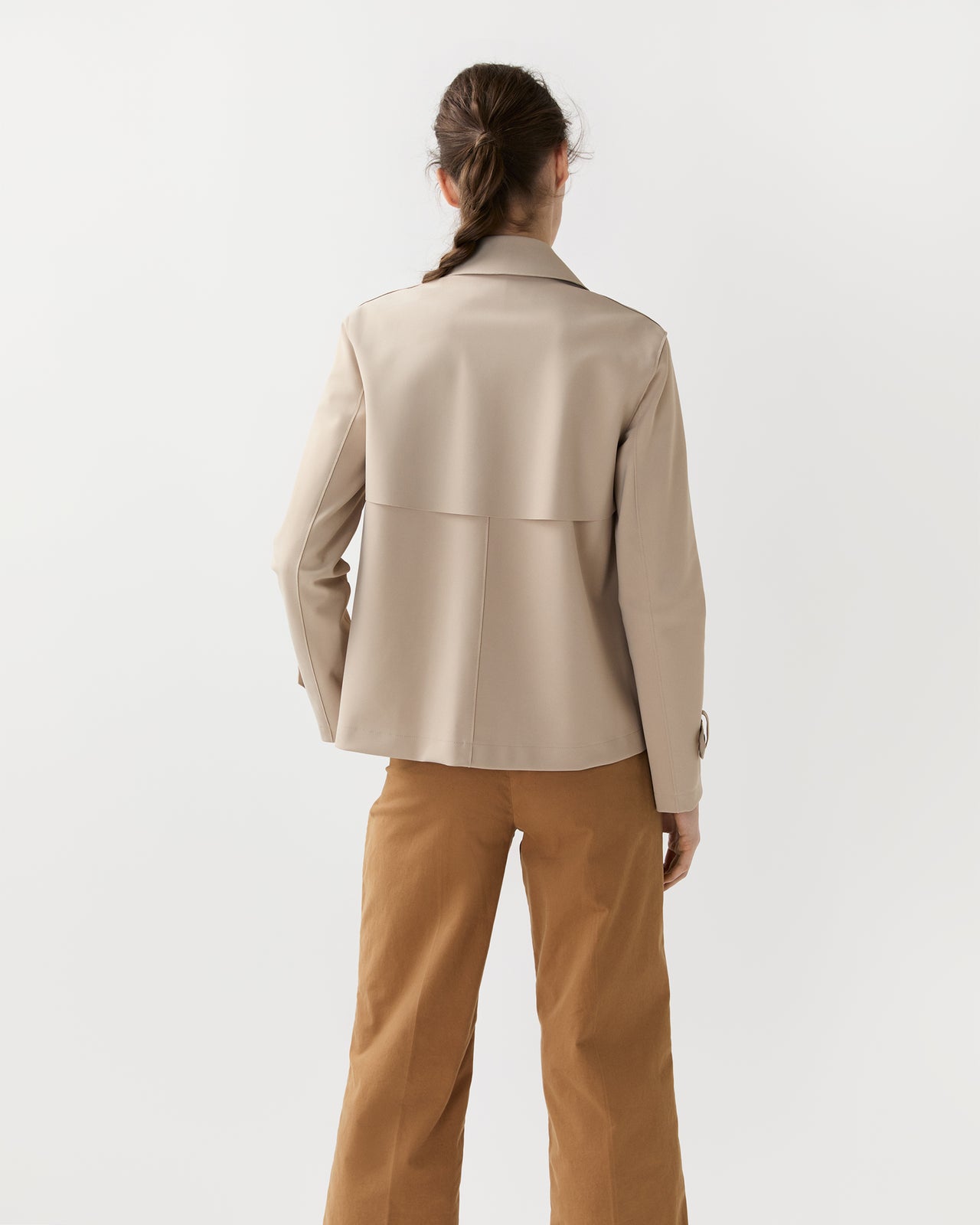 Cropped Trench Coat in Sand