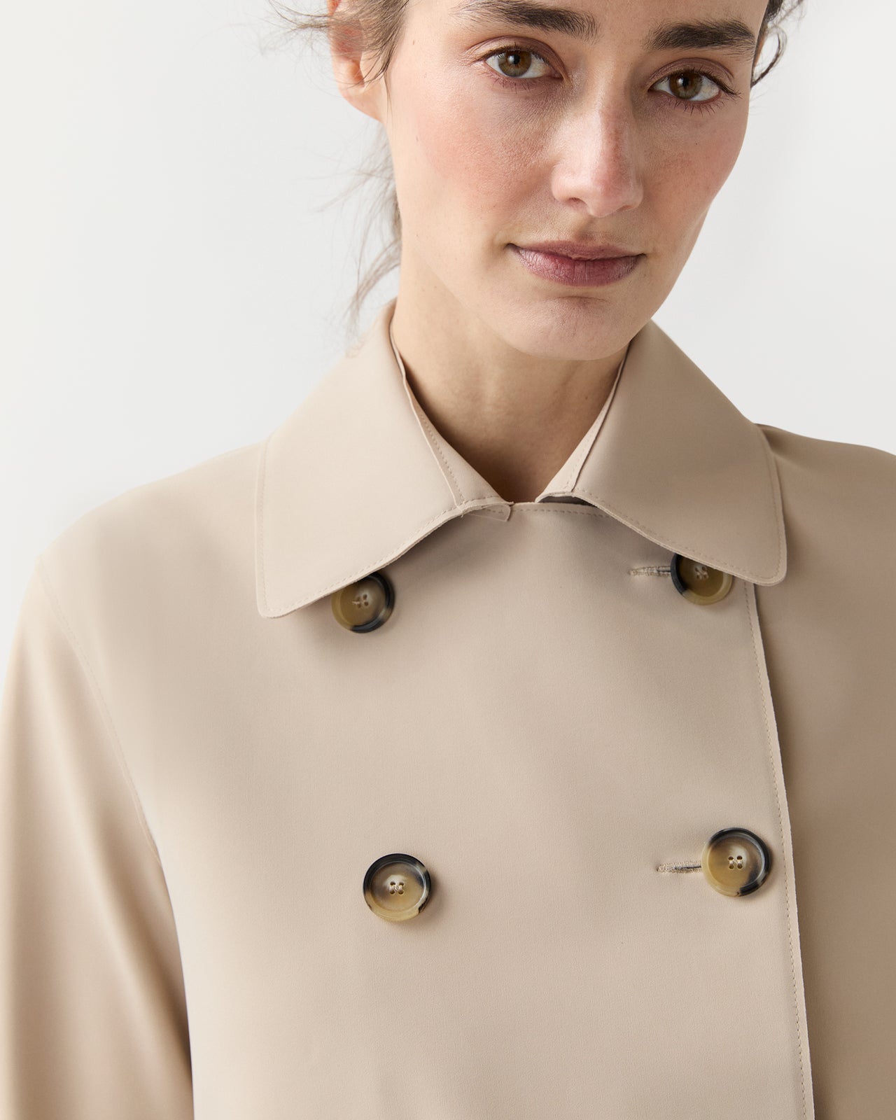 Cropped Trench Coat in Sand