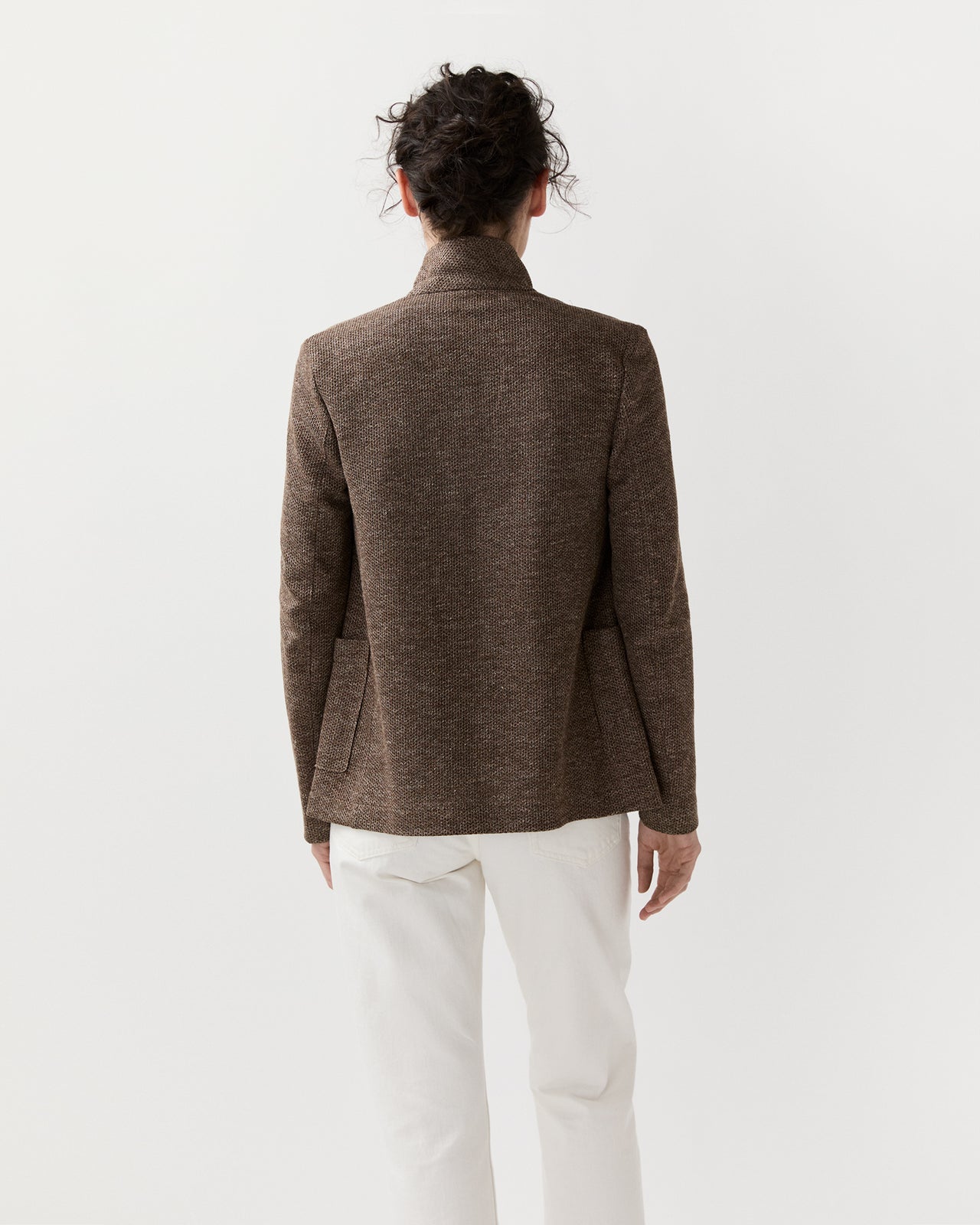 Stand Up Collar Blazer in Brown