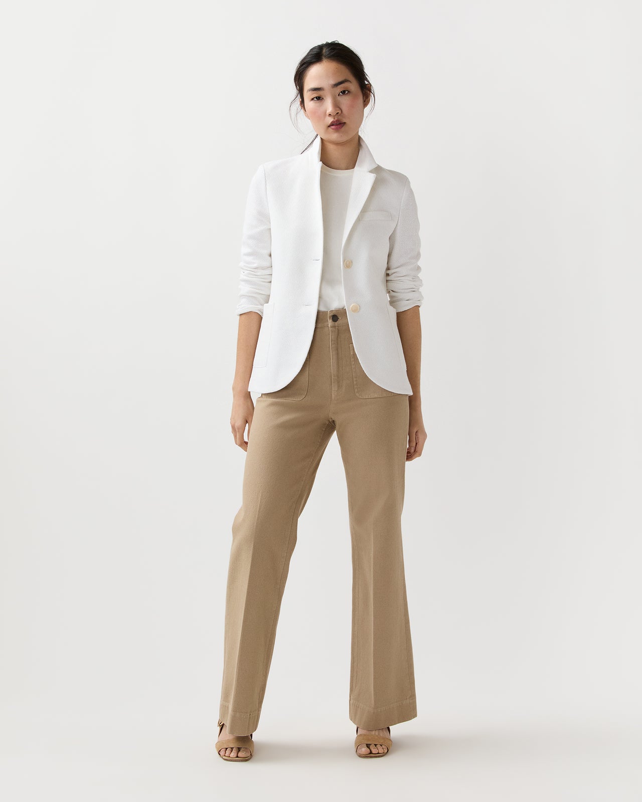 Stand Up Collar Blazer in Off White