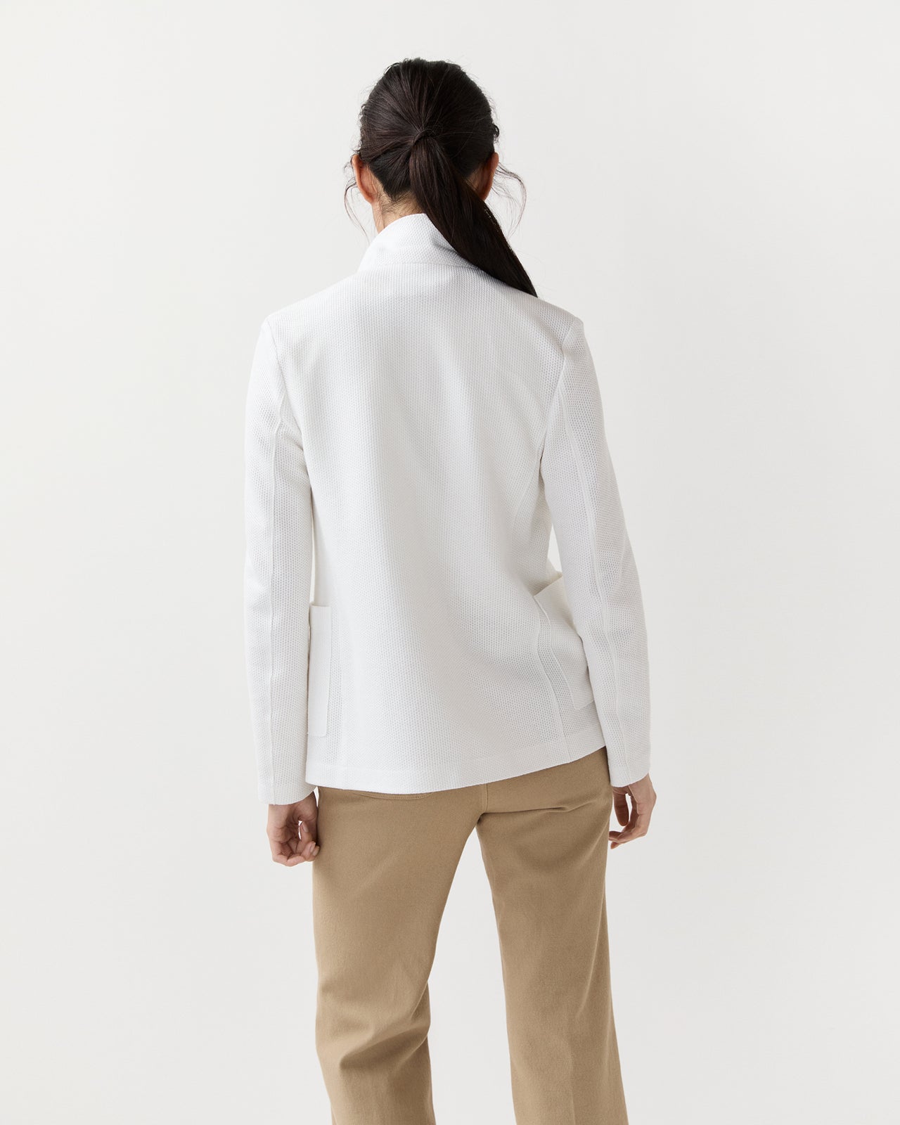 Stand Up Collar Blazer in Off White