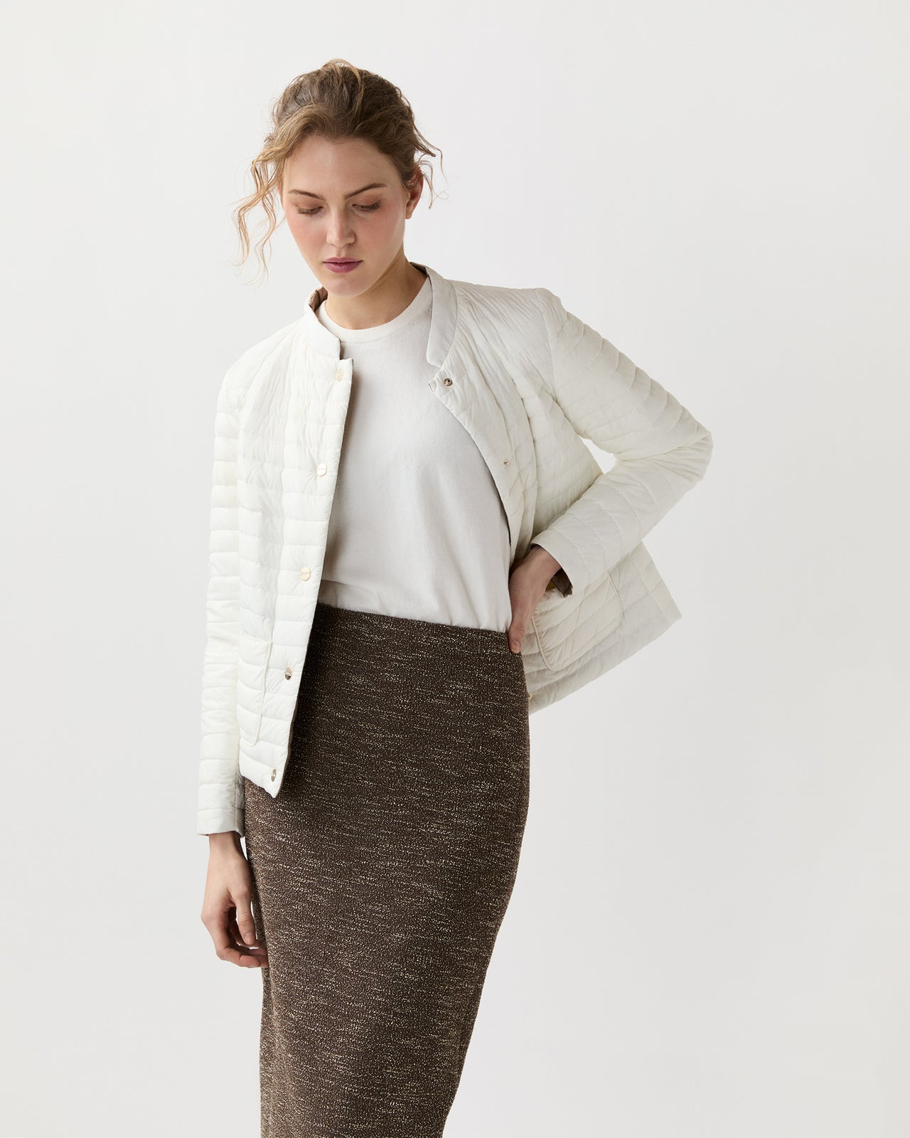 Matte/Shiny Reversible Short Jacket in White
