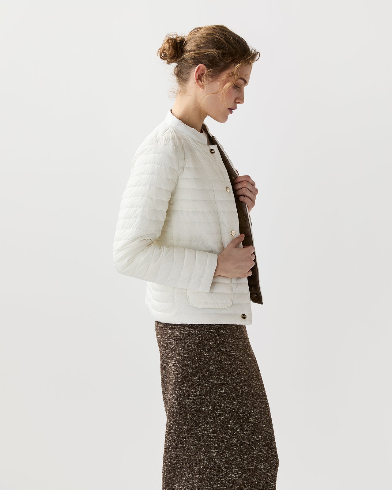 Matte/Shiny Reversible Short Jacket in White