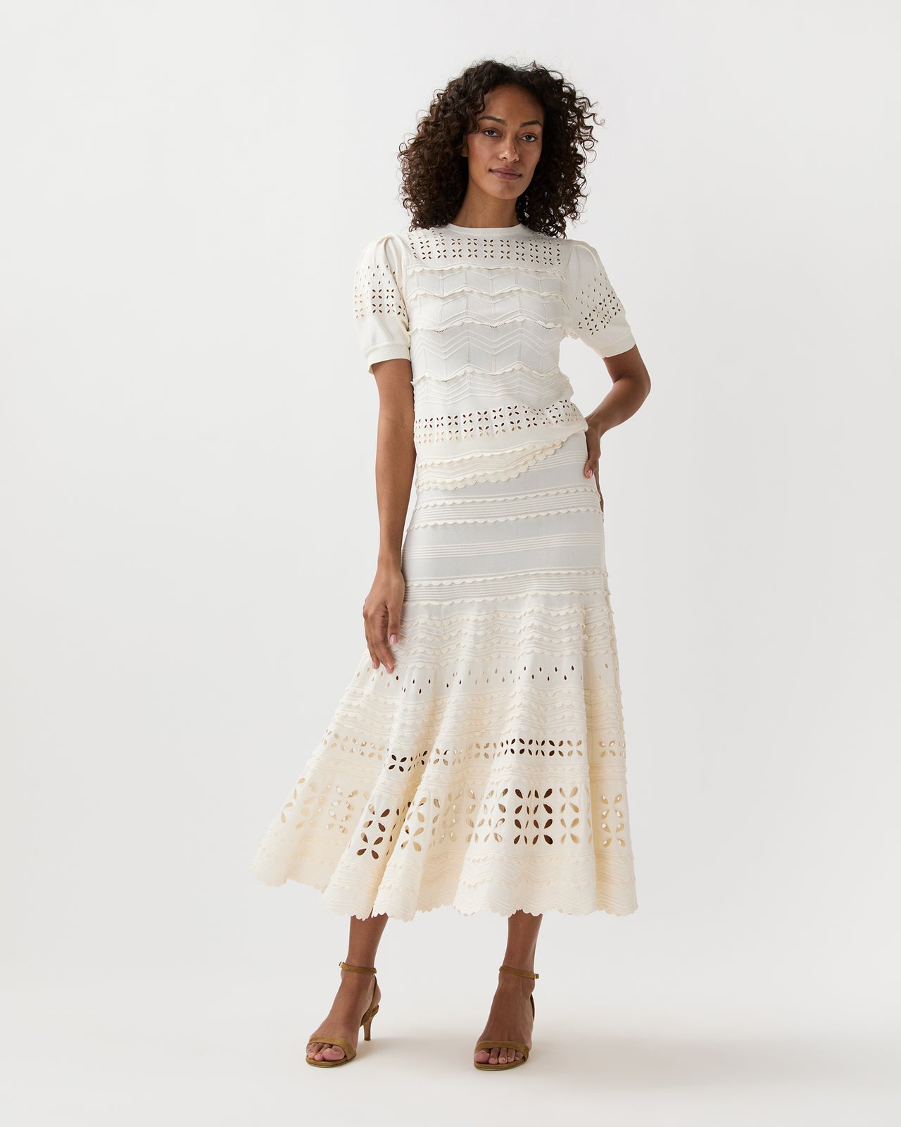 Marcelena Eyelet Top in Cowrie