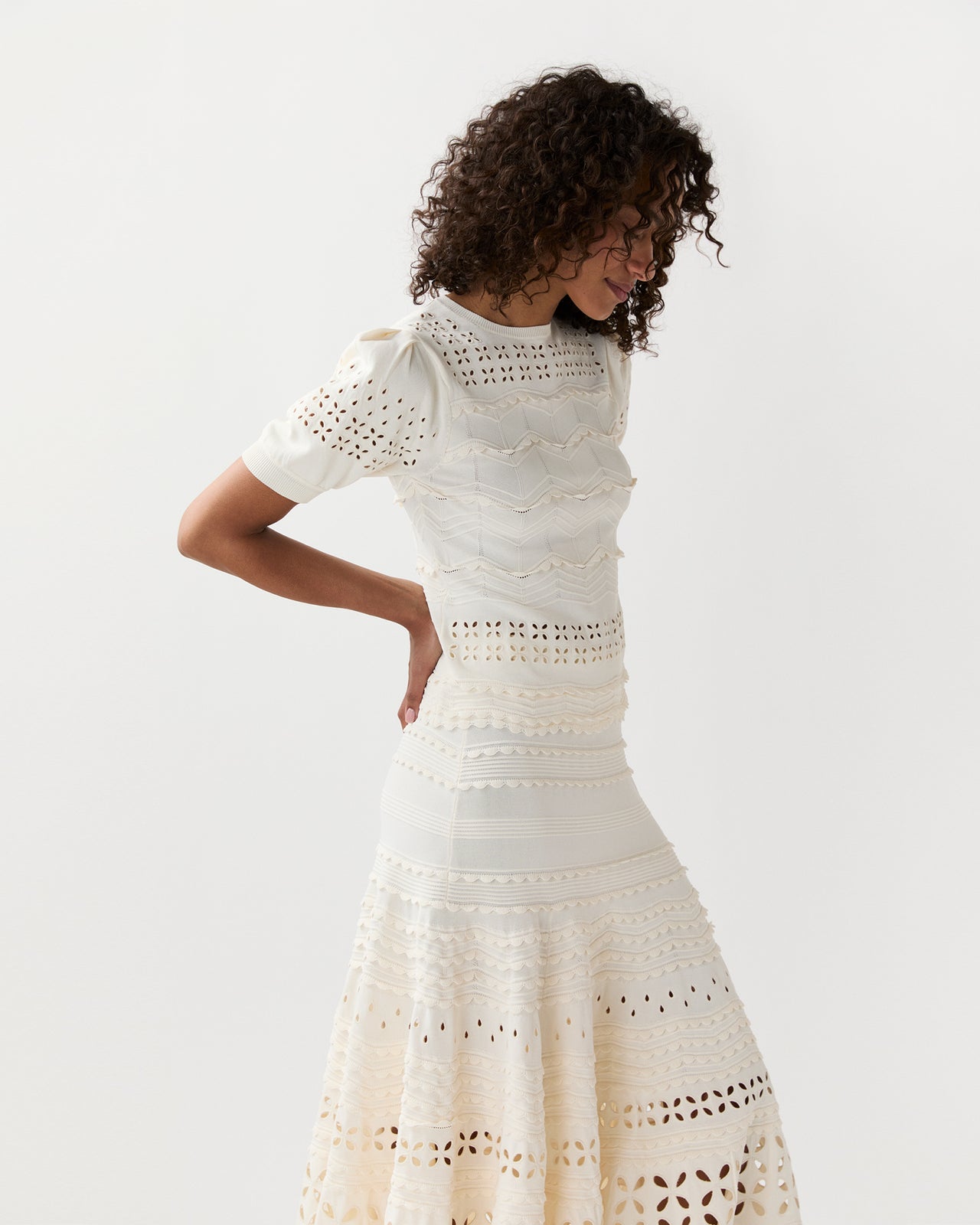 Marcelena Eyelet Top in Cowrie