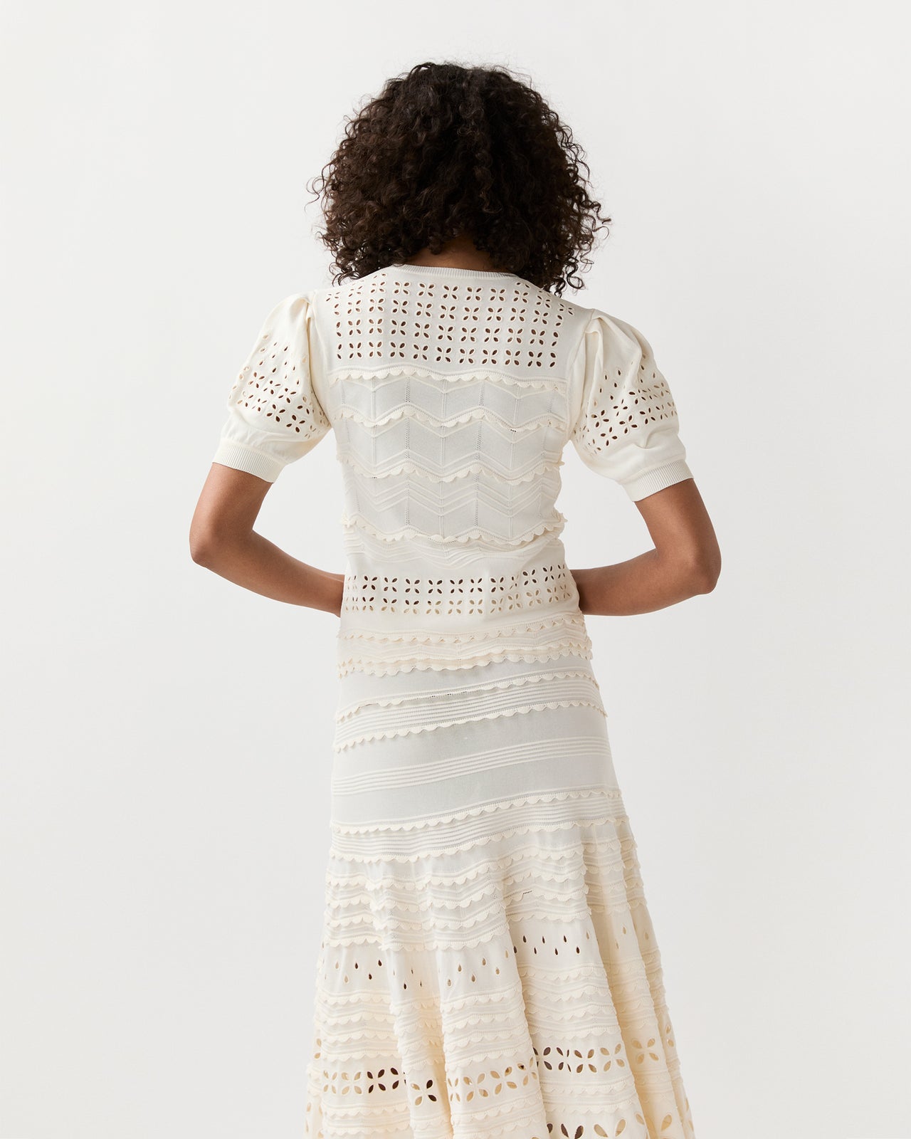 Marcelena Eyelet Top in Cowrie