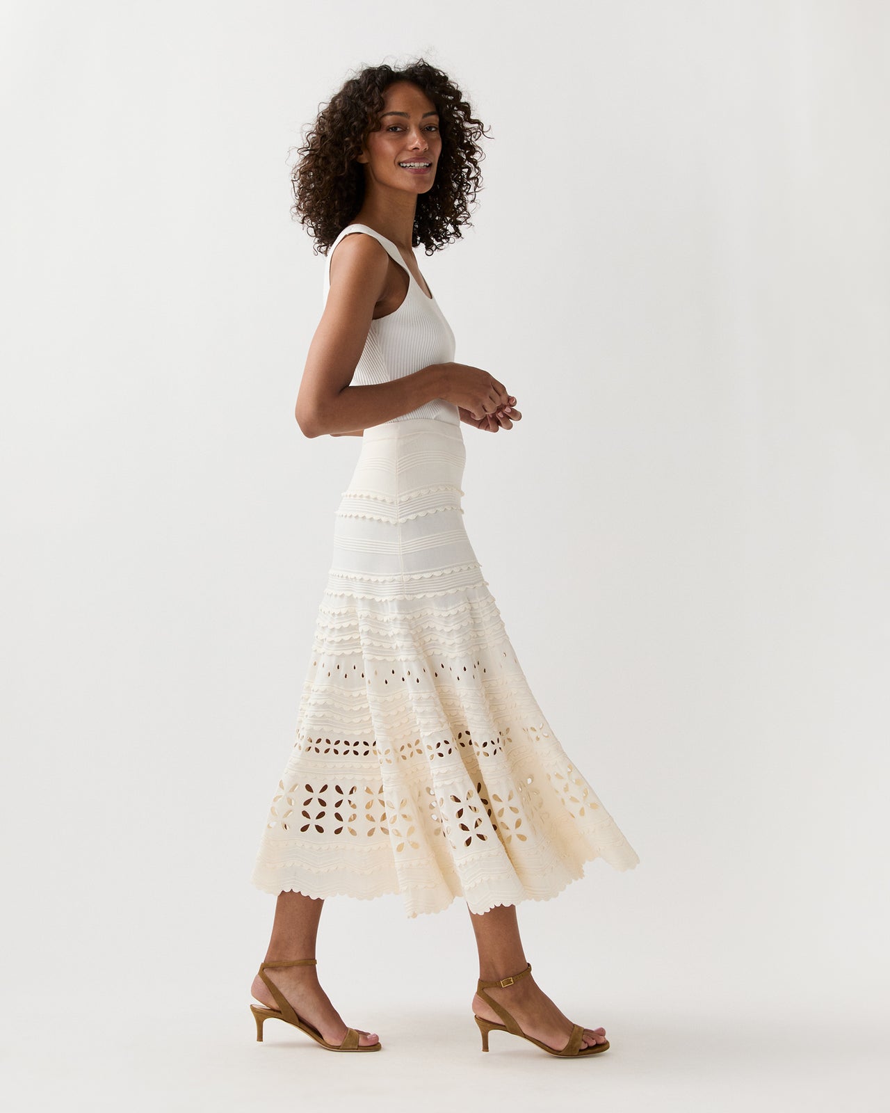 Annisa Eyelet Skirt in Cowrie