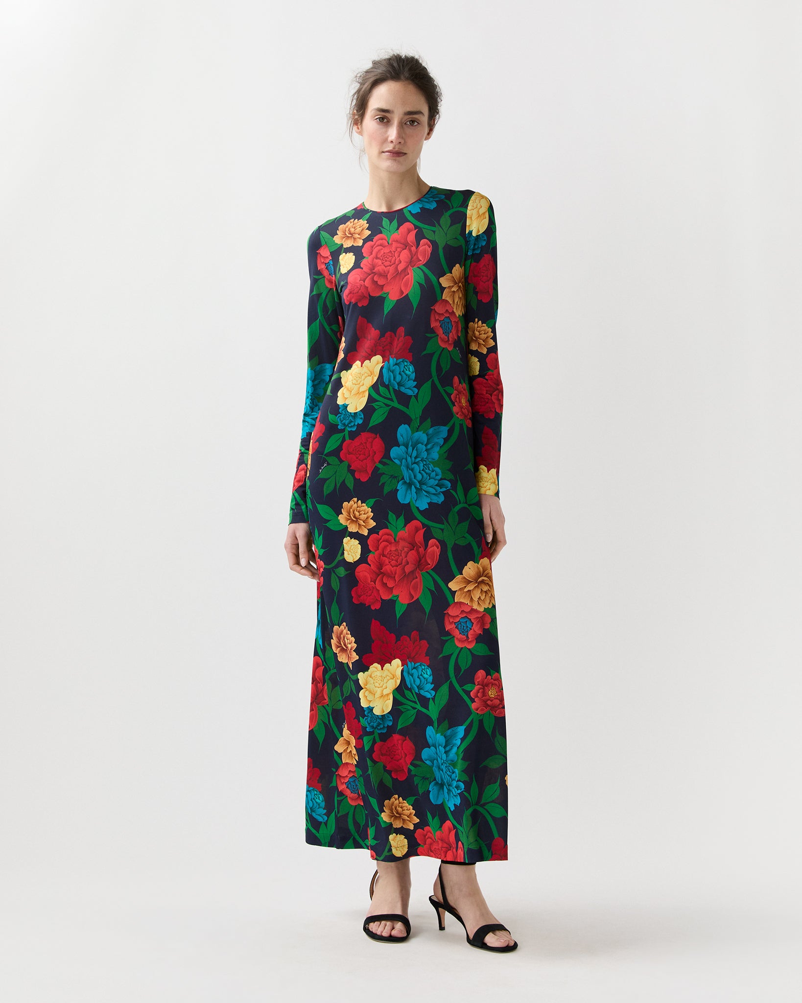 maxi swing dress Long Sleeve in Queen Peony - La DoubleJ line fit is roomy DB Size:Custom size Midi lenght Sleeveless Sheath Graduation Gown