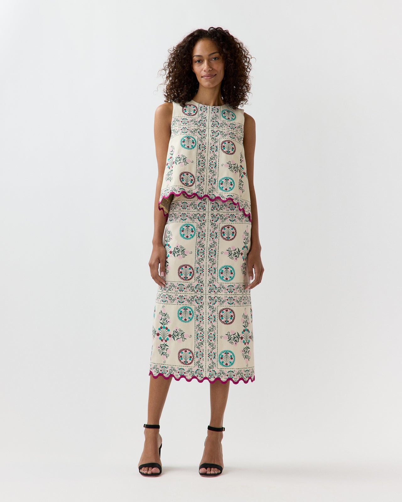 Pencil Skirt in Florette Tiles