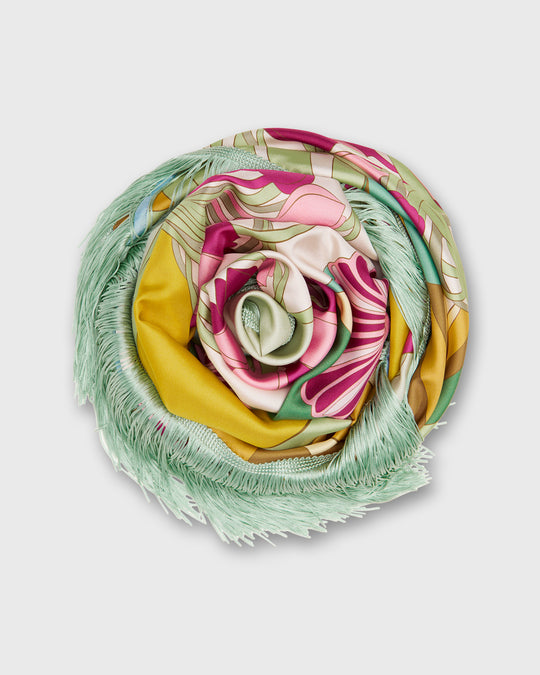 Reversible Fringe Carré Scarf in Tulip Placée