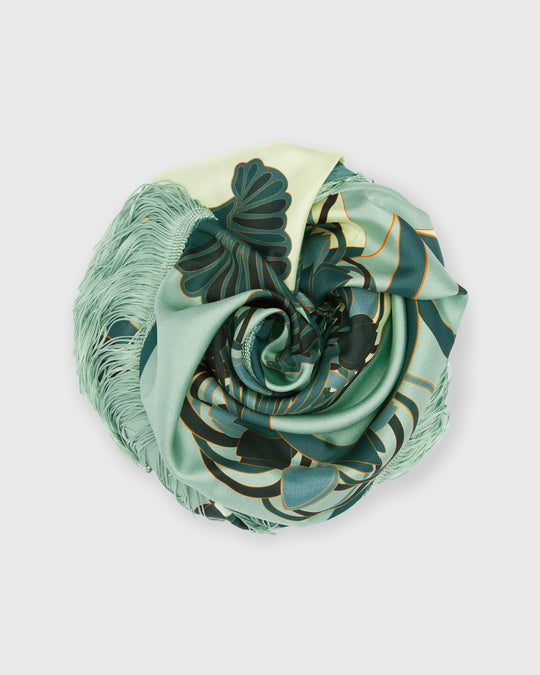 Reversible Fringe Carré Scarf in Blooming Tulip Placée