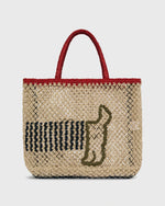 Load image into Gallery viewer, Small Breton Dog Tote in Natural/Olive/Dark Navy/Scarlet
