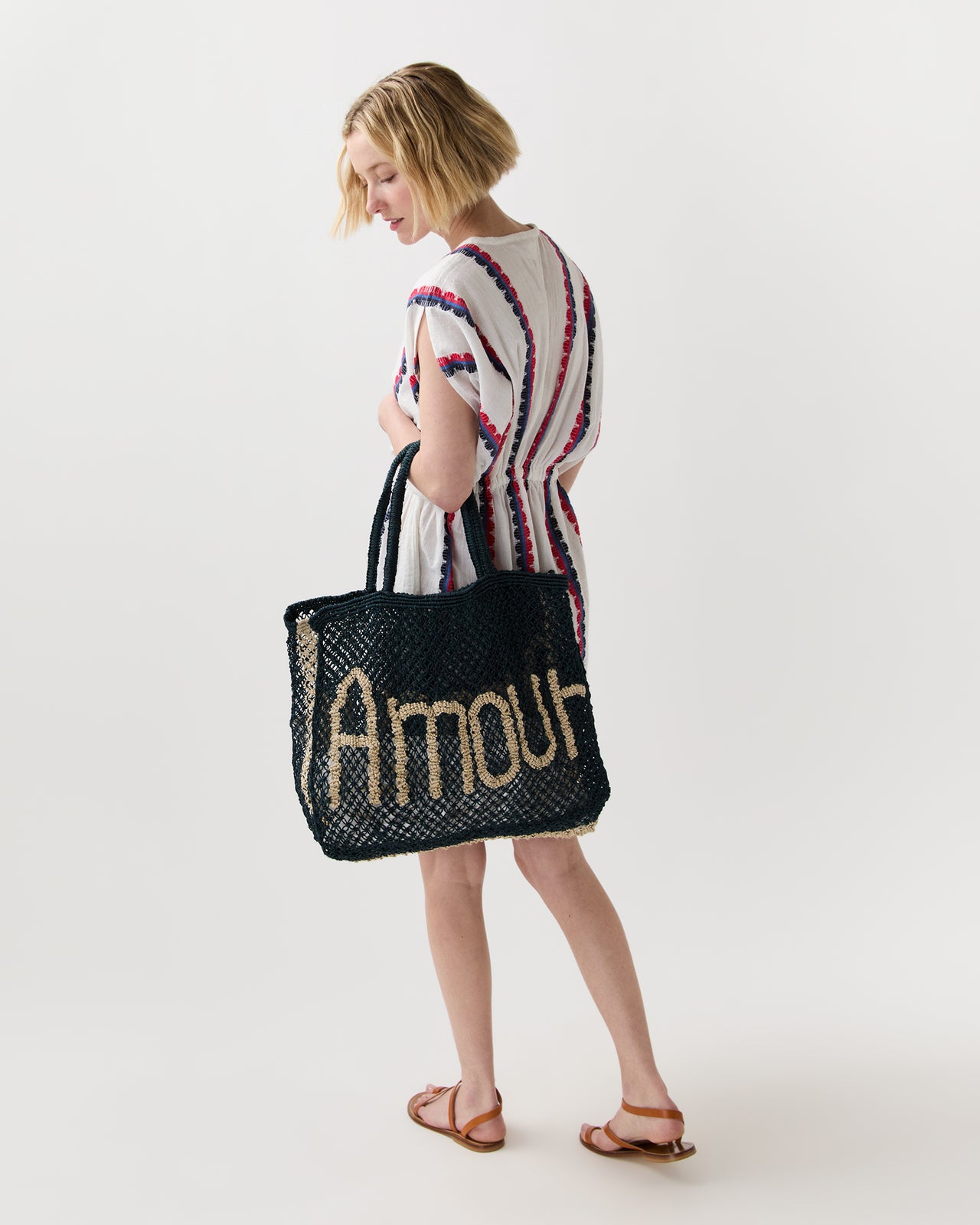 Large Amour Tote in Dark Navy/Natural
