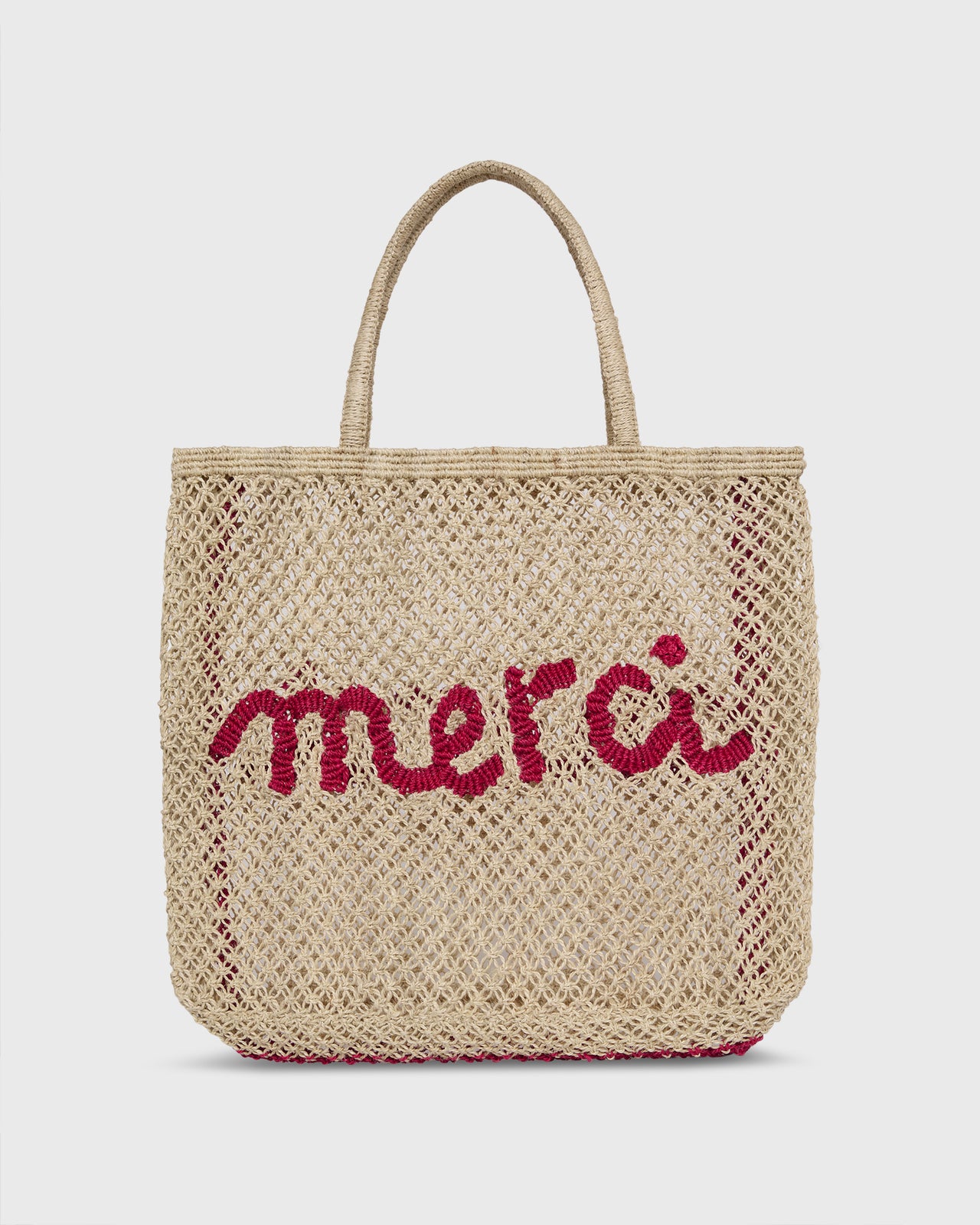 Large Merci Tote in Natural/Raspberry
