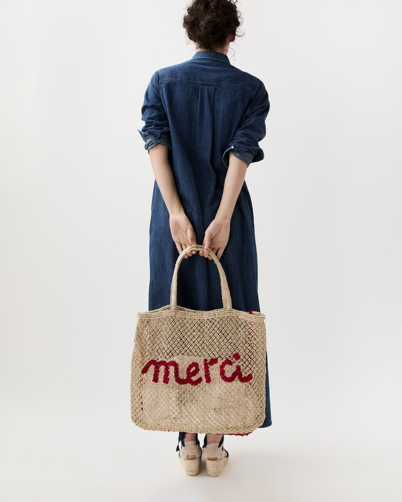 Large Merci Tote in Natural/Raspberry