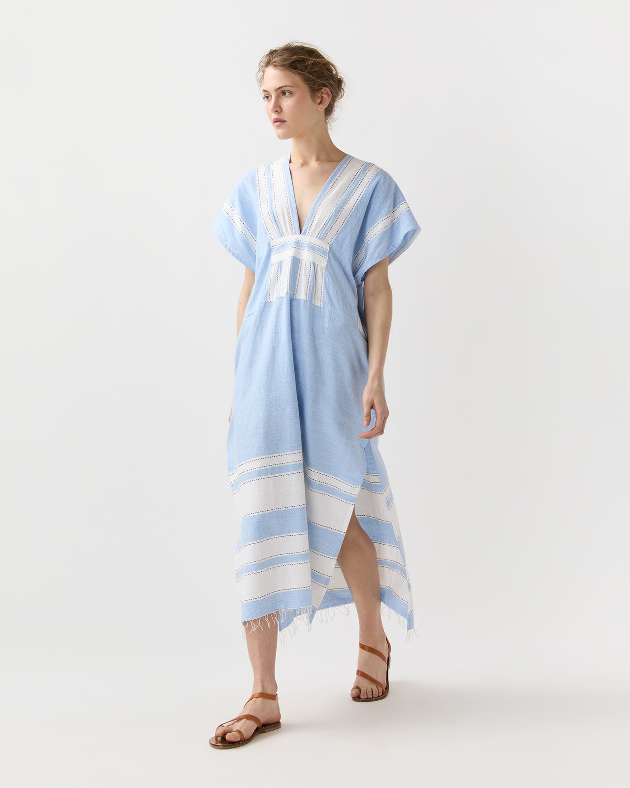 Gasira V-Neck Caftan in Debre Sky