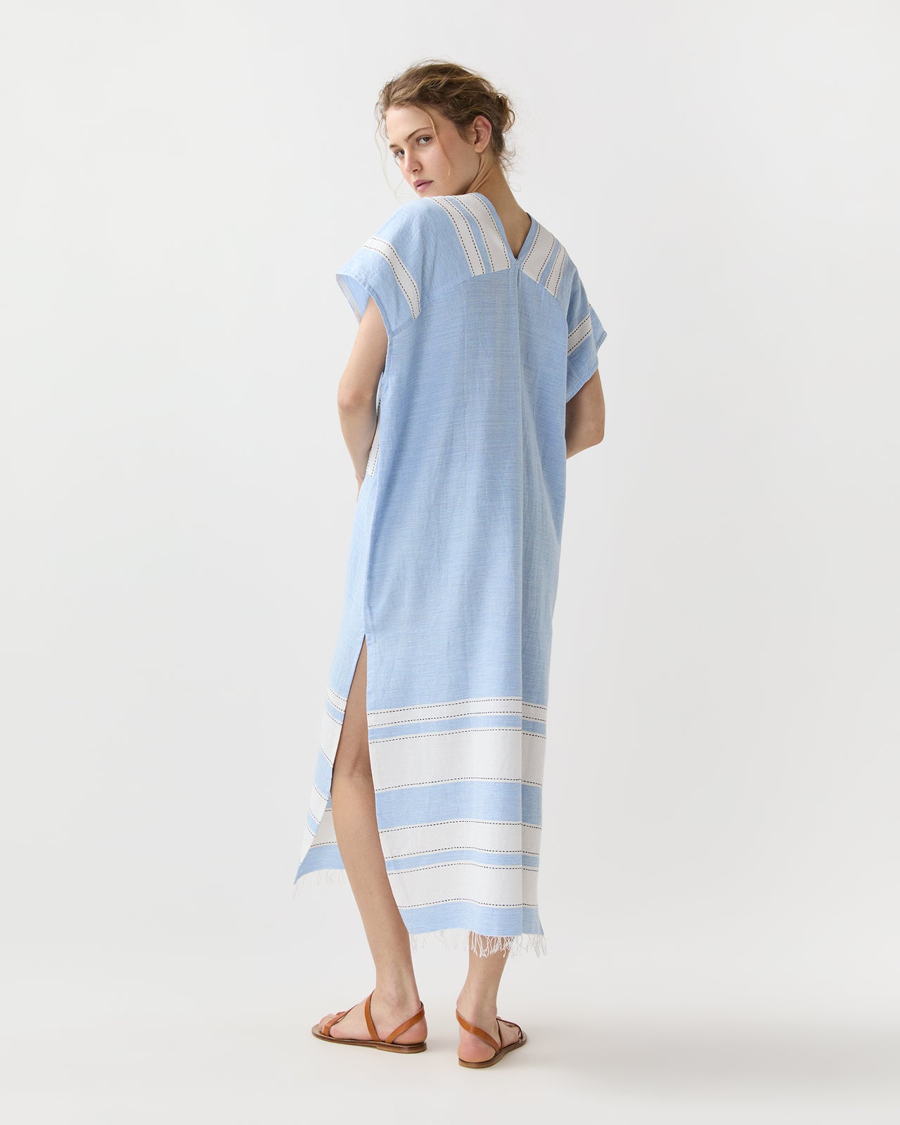 Gasira V-Neck Caftan in Debre Sky