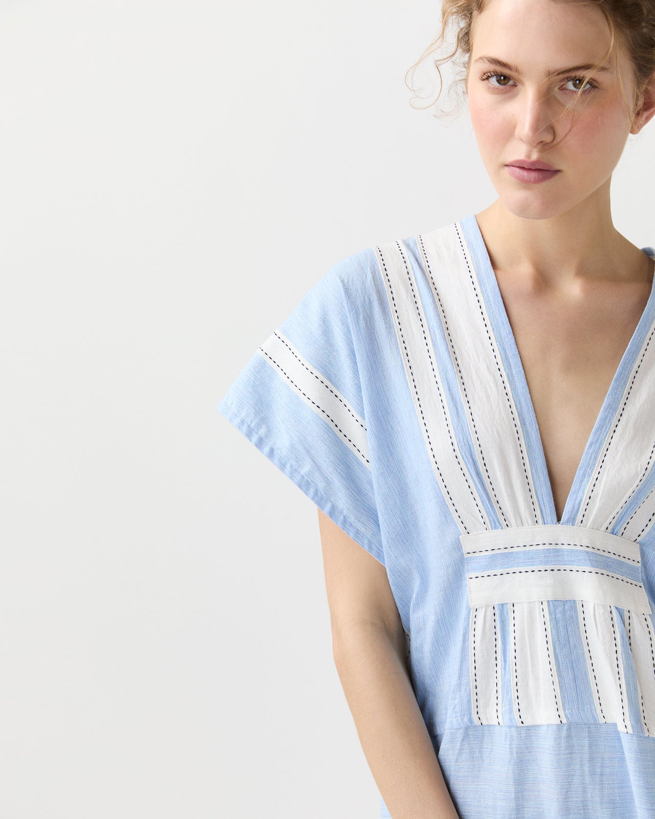 Gasira V-Neck Caftan in Debre Sky
