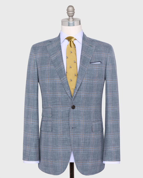 Virgil No. 4 Jacket in Blue/Sky/Mocha Plaid Hopsack