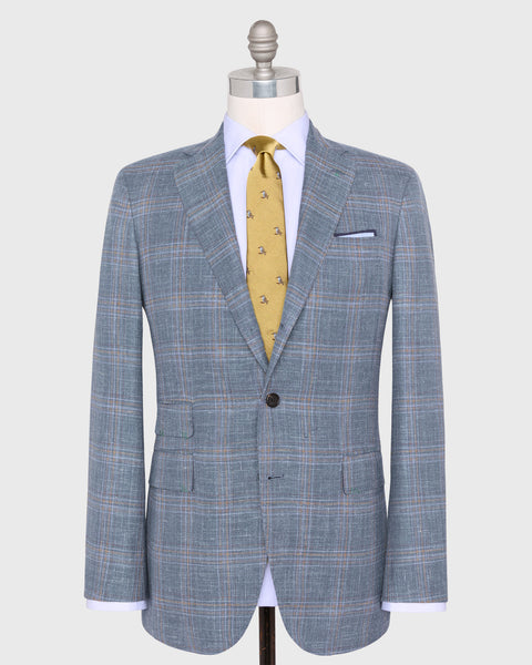 Virgil No. 4 Jacket in Blue/Sky/Mocha Plaid Hopsack | Shop Sid