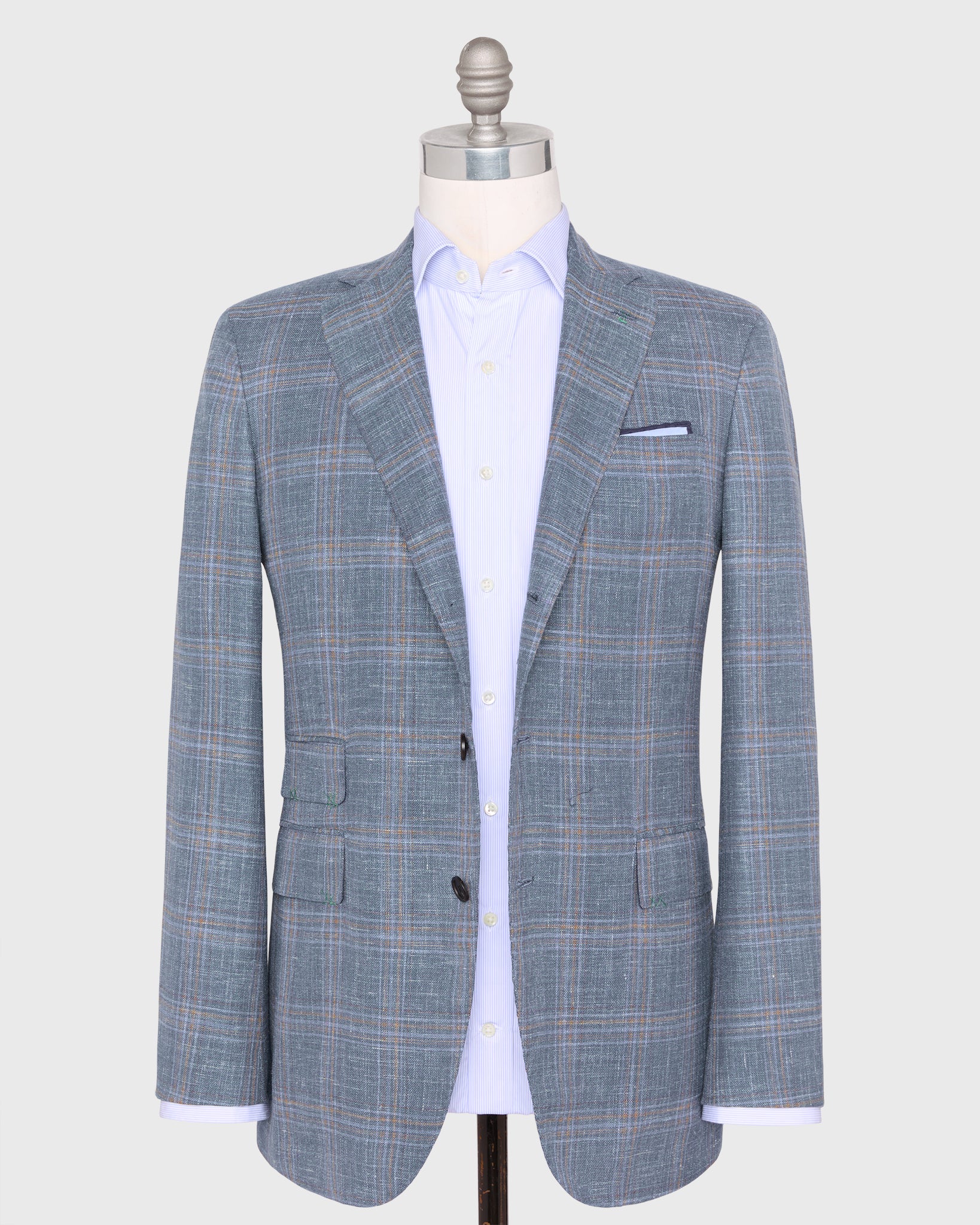 Virgil No. 4 Jacket in Blue/Sky/Mocha Plaid Hopsack | Shop Sid