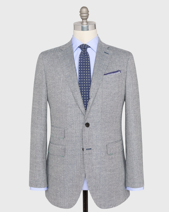 Virgil No. 3 Jacket in Navy/Bone Herringbone