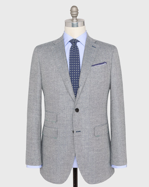 Virgil No. 3 Jacket in Navy/Bone Herringbone | Shop Sid Mashburn