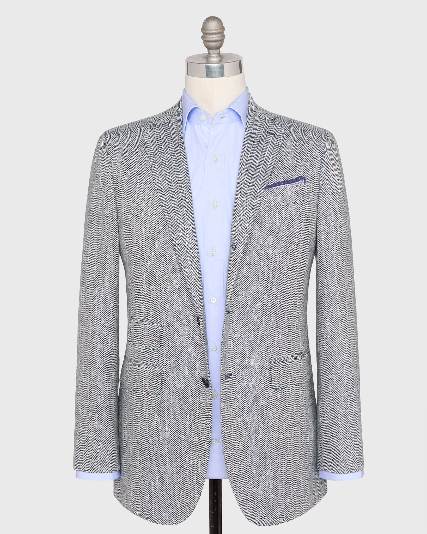 Virgil No. 3 Jacket in Navy/Bone Herringbone | Shop Sid Mashburn