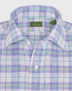Load image into Gallery viewer, Otto Handmade Sport Shirt in Lavender/Blue/Green Plaid Linen
