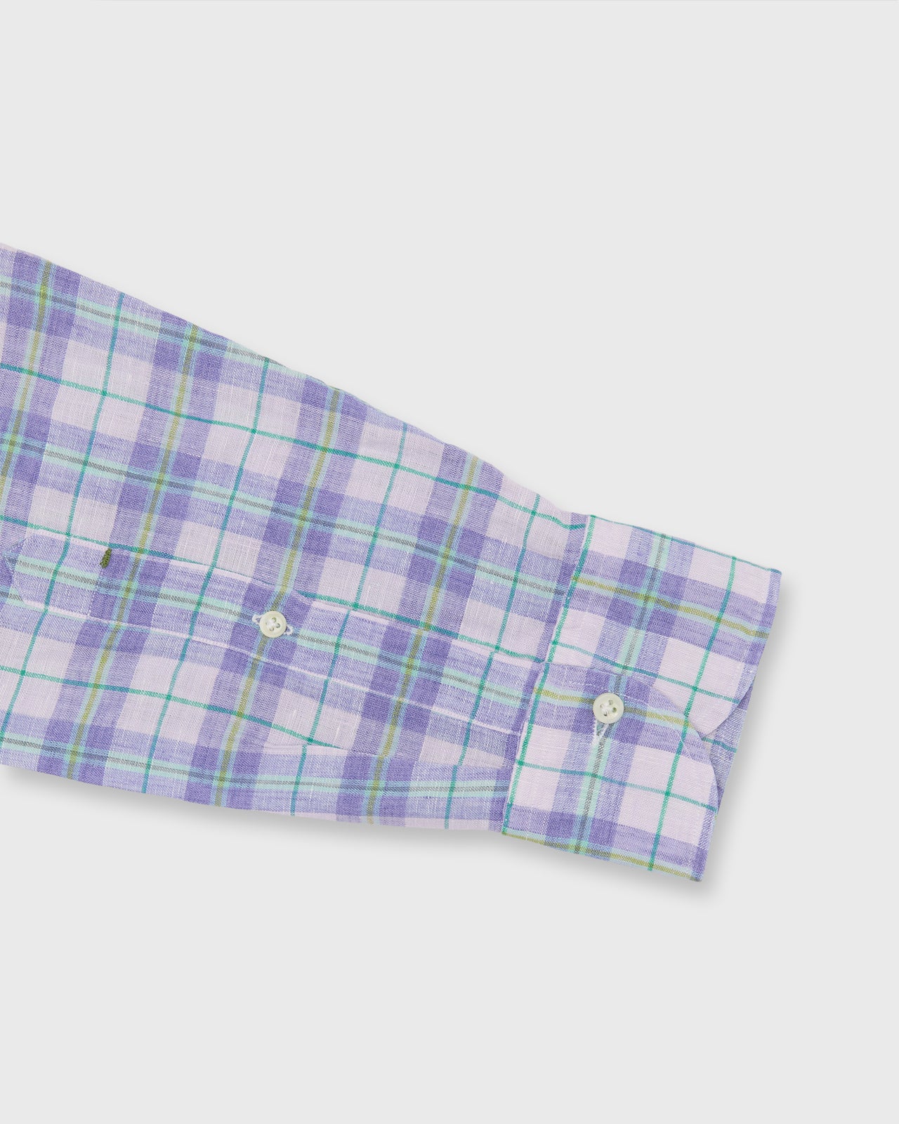 Otto Handmade Sport Shirt in Lavender/Blue/Green Plaid Linen