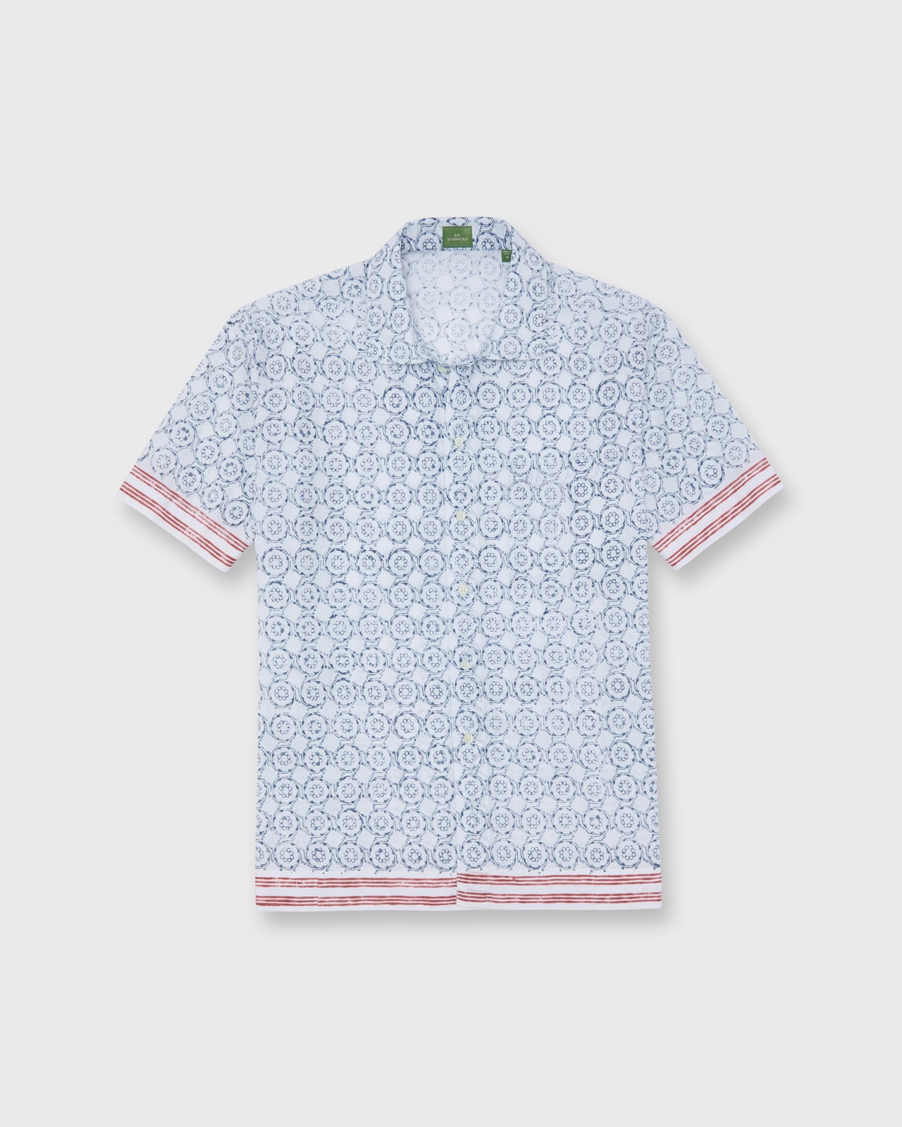 Ripley Shirt in Bone/Blue/Red Block Print