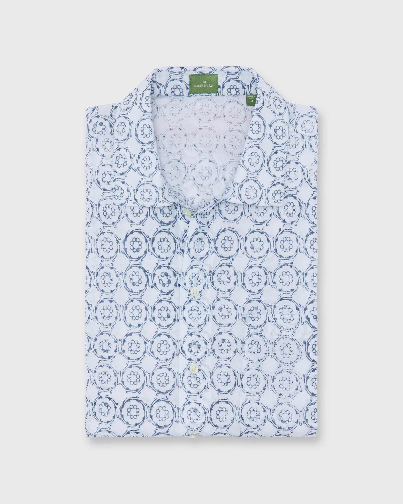 Ripley Shirt in Bone/Blue/Red Block Print | Shop Sid Mashburn