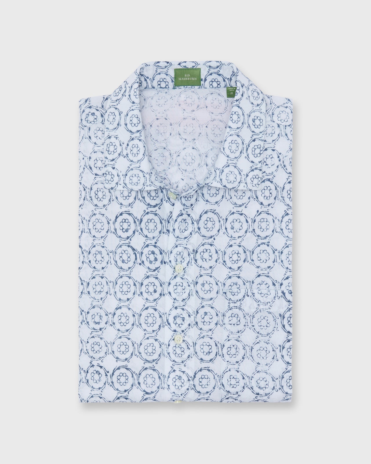 Ripley Shirt in Bone/Blue/Red Block Print