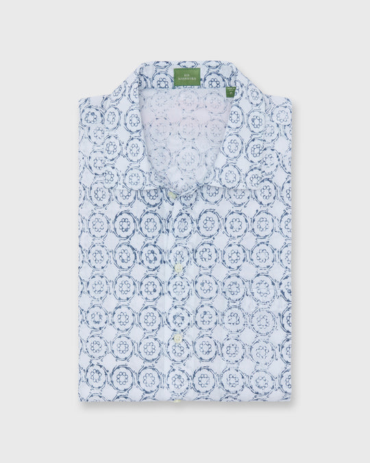 Ripley Shirt in Bone/Blue/Red Block Print