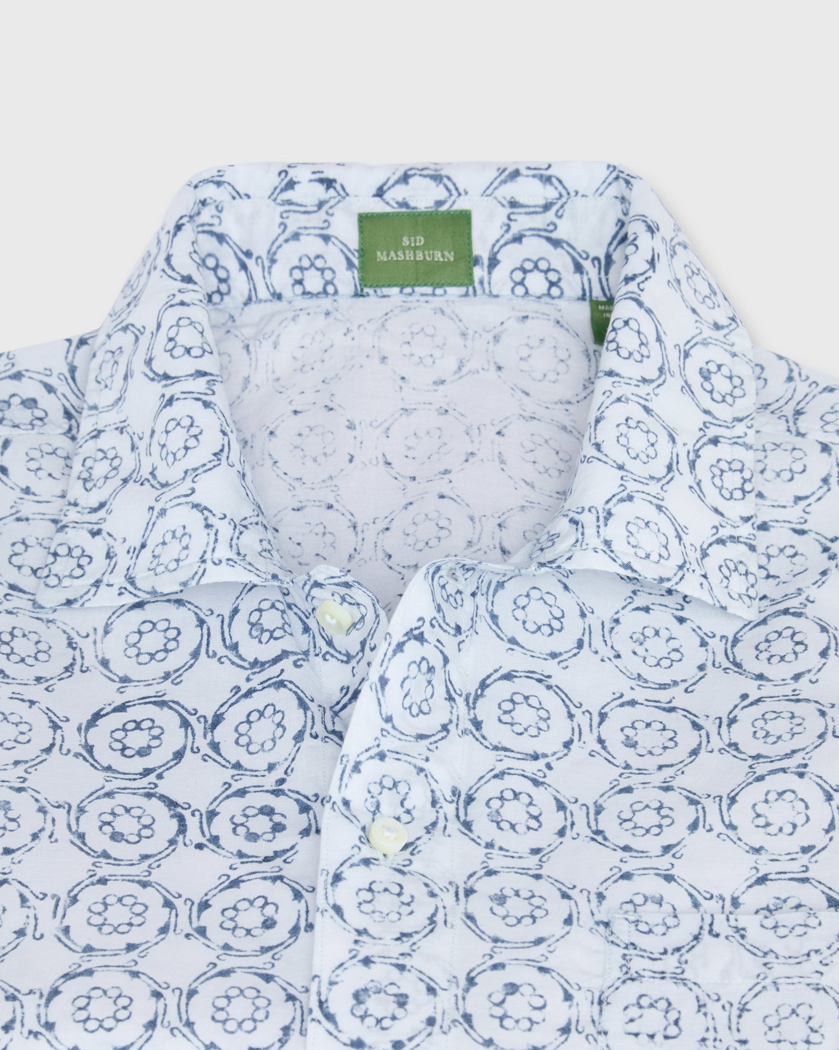 Ripley Shirt in Bone/Blue/Red Block Print | Shop Sid Mashburn