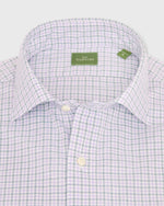 Load image into Gallery viewer, Spread Collar Sport Shirt in Sage/Lavender/Sky Check Poplin
