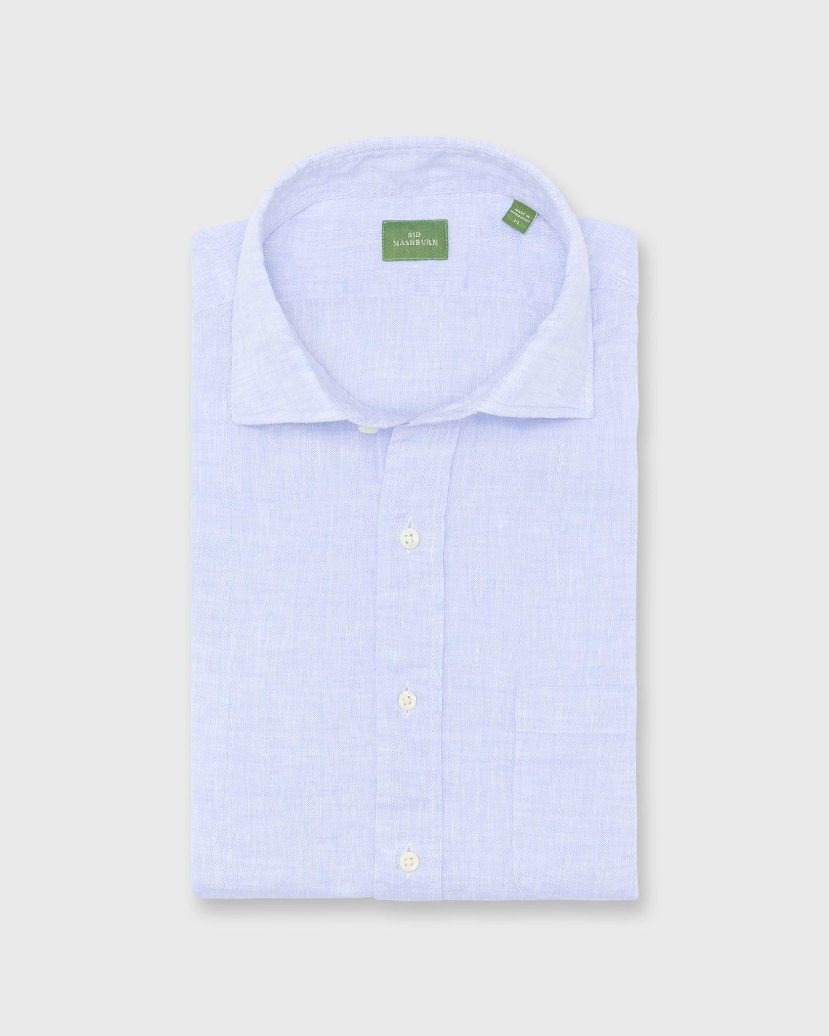 Spread Collar Sport Shirt in Sky Linen | Shop Sid Mashburn