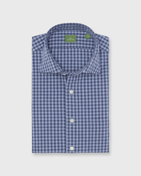 トップス CORPORATE CHECK REGULAR COLLAR SHIRT Spread Collar Sport Shirt in Heather Blue Multi Gingham | Shop Sid