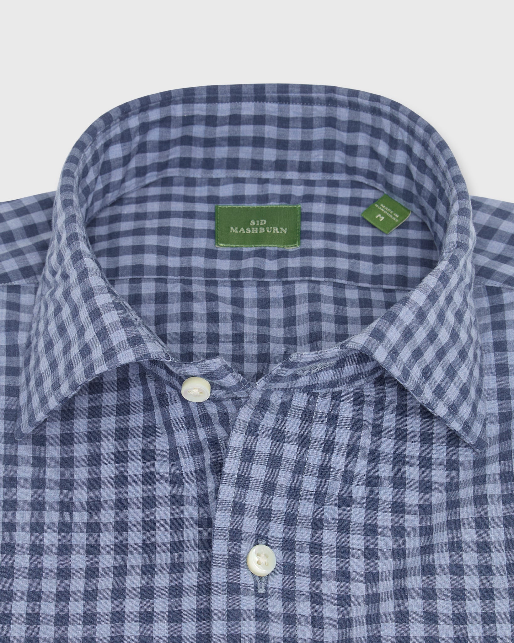 Spread Collar Sport Shirt in Heather Blue Multi Gingham | Shop Sid