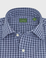 Load image into Gallery viewer, Spread Collar Sport Shirt in Heather Blue Multi Gingham
