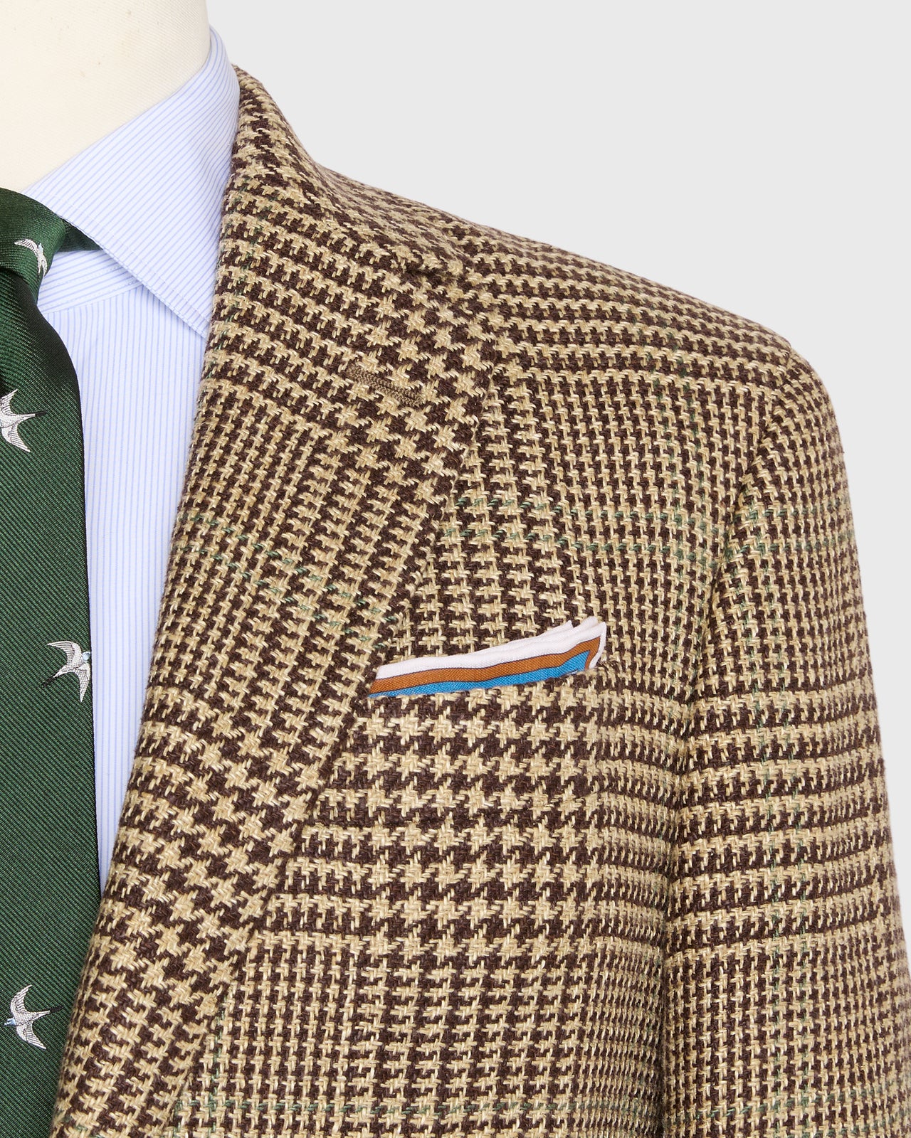 Virgil No. 2 Jacket in Chocolate/Tan/Sage Glen Plaid Hopsack