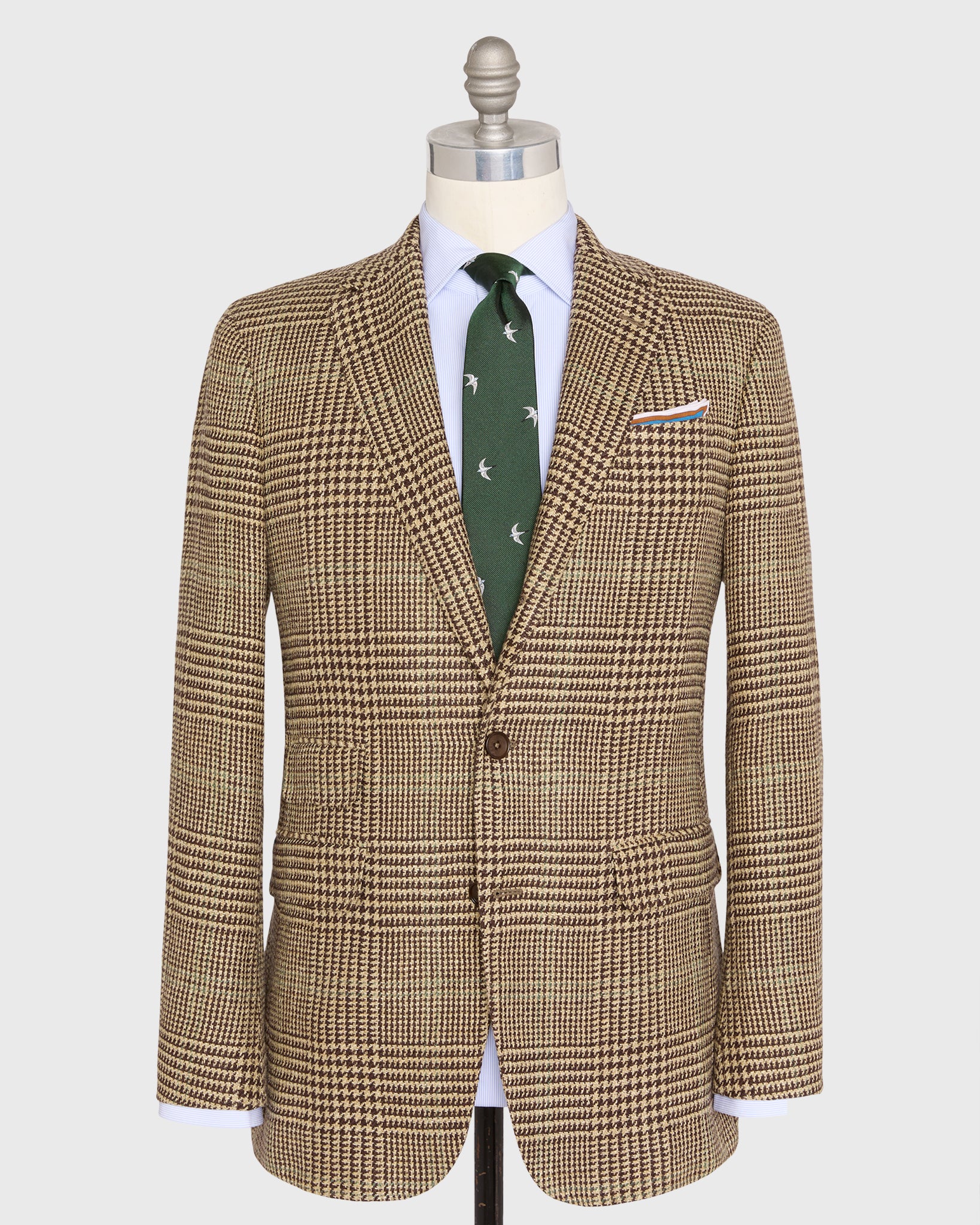 Virgil No. 2 Jacket in Chocolate/Tan/Sage Glen Plaid Hopsack | Sid