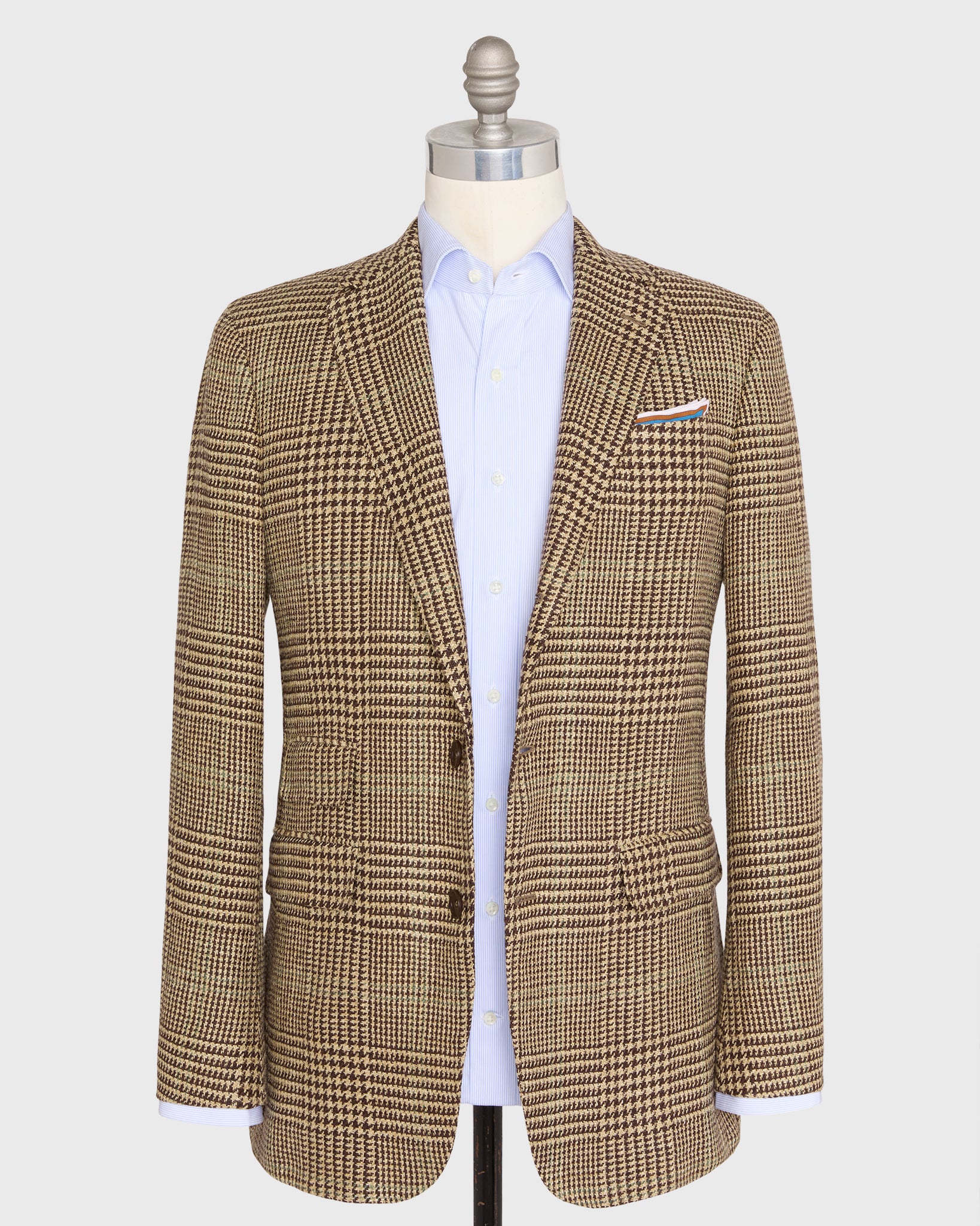 Virgil No. 2 Jacket in Chocolate/Tan/Sage Glen Plaid Hopsack | Sid