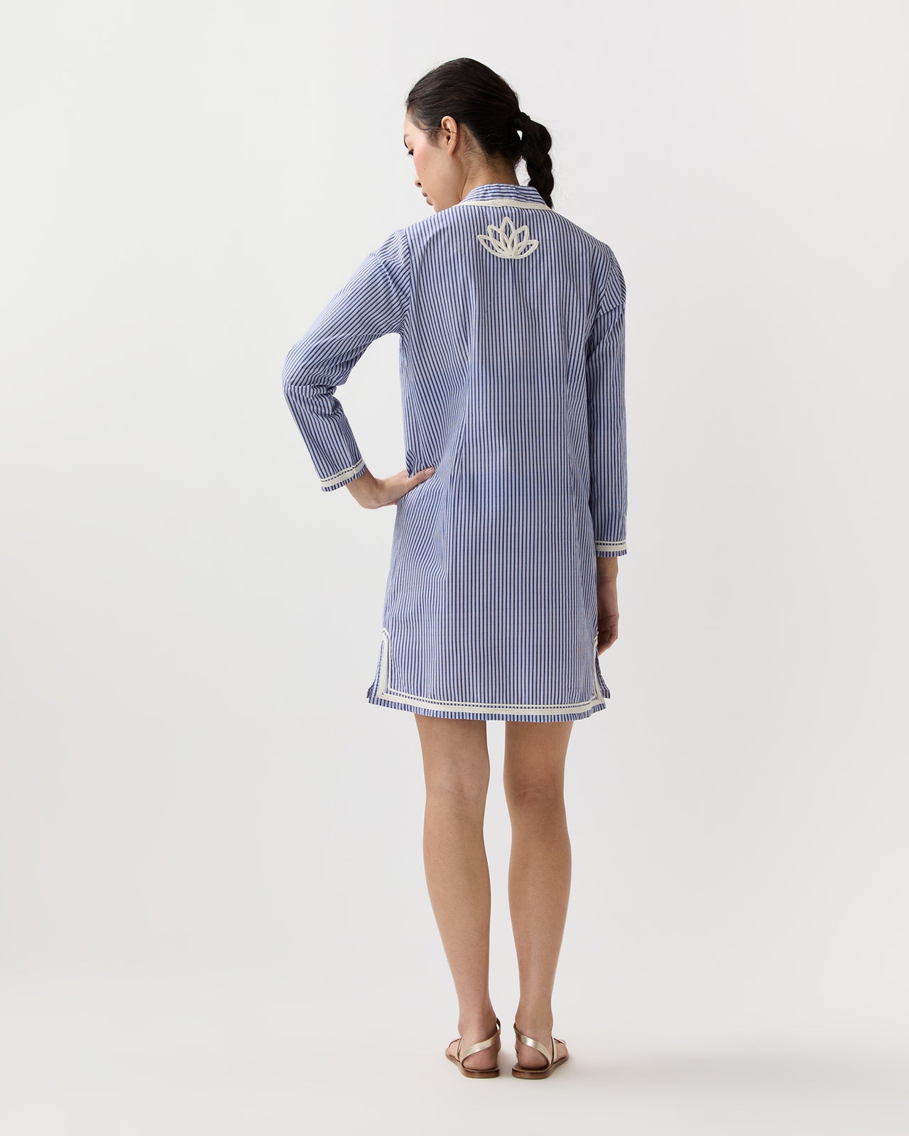 Casablanca Mini Dress in Light Blue Stripes