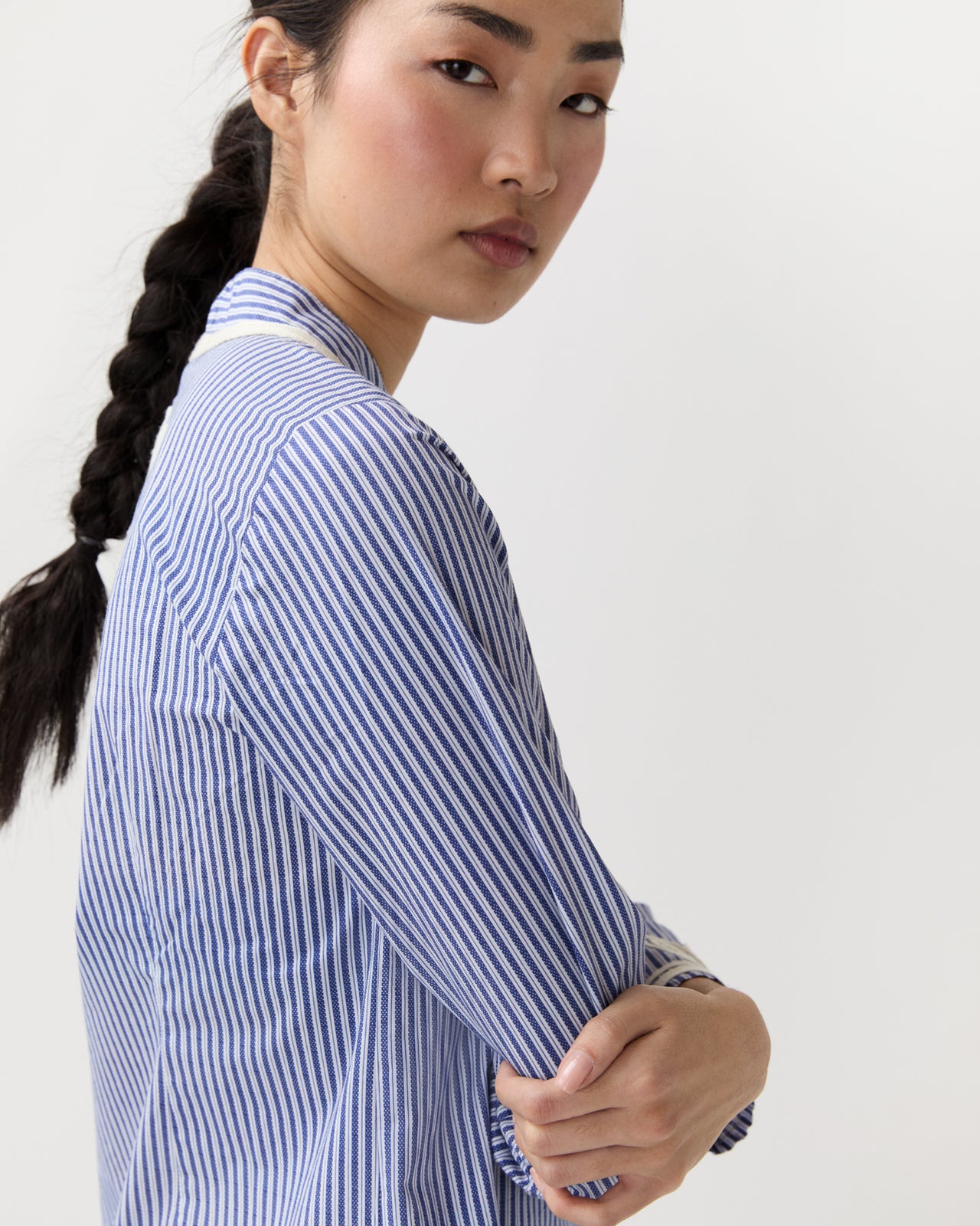 Casablanca Mini Dress in Light Blue Stripes