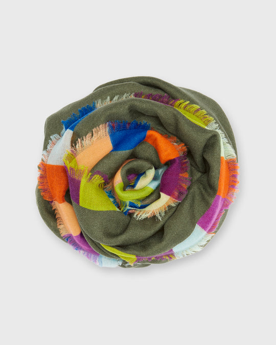 Cashmere Square Scarf in Olive/Multi