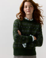 Load image into Gallery viewer, Alpine Fair Isle Sweater in Spruce/Multi Cashmere/Silk
